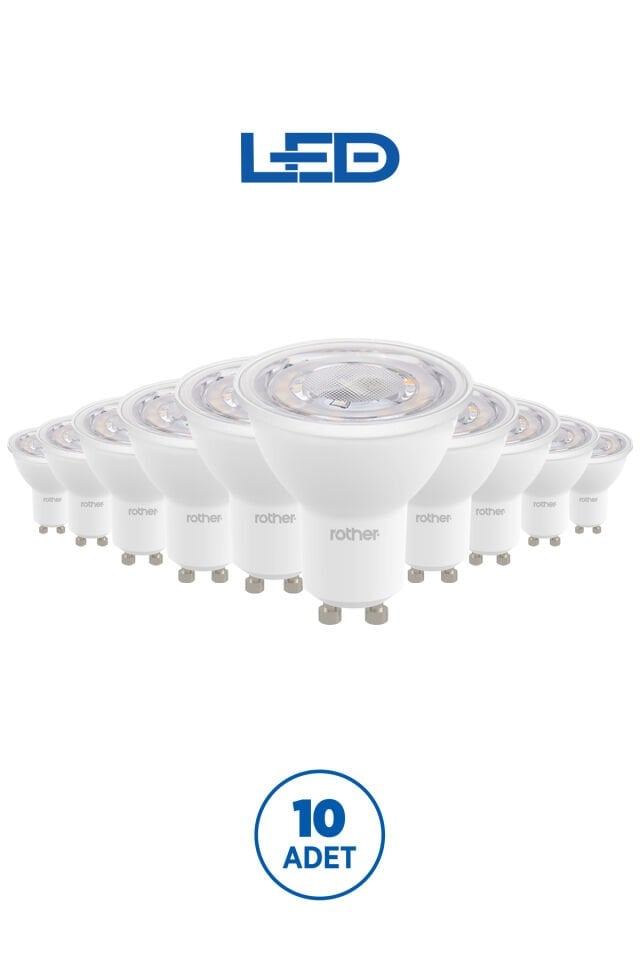 RTL11111-10 Rother GU10 LED Spot Ampul 6W 540 Lümen 4500K Gün Işığı Enerji Tasarruflu Ampul 10 Adet