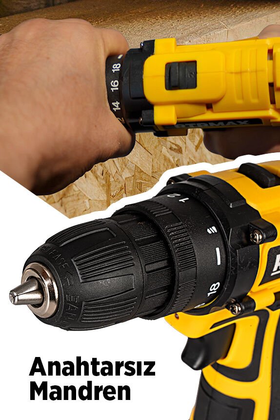 Akülü Vidalama Şarjlı Matkap Seti 12V  1.3Ah + Bits Uç Adaptör Seti 7 Parça | Çantalı