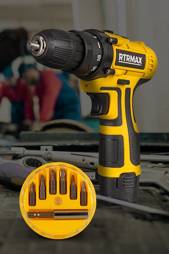Akülü Vidalama Şarjlı Matkap Seti 12V  1.3Ah + Bits Uç Adaptör Seti 7 Parça | Çantalı