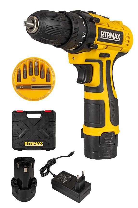 Akülü Vidalama Şarjlı Matkap Seti 12V  1.3Ah + Bits Uç Adaptör Seti 7 Parça | Çantalı