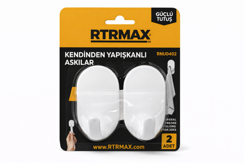 RNU0402 Kendinden Yapışkanlı Plastik Askı 5 kg Kapasiteli - 2 Adet
