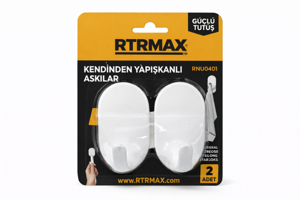 RNU0401 Kendinden Yapışkanlı Plastik Askı 2 kg Kapasiteli- 2 Adet